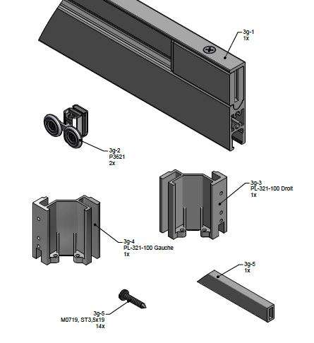 Photo Set rail haut coulissant cabine VINATA 1560