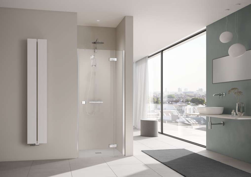 Photo Paroi de douche pivotante MENA ME1FR L90 2M argent poli v.clair