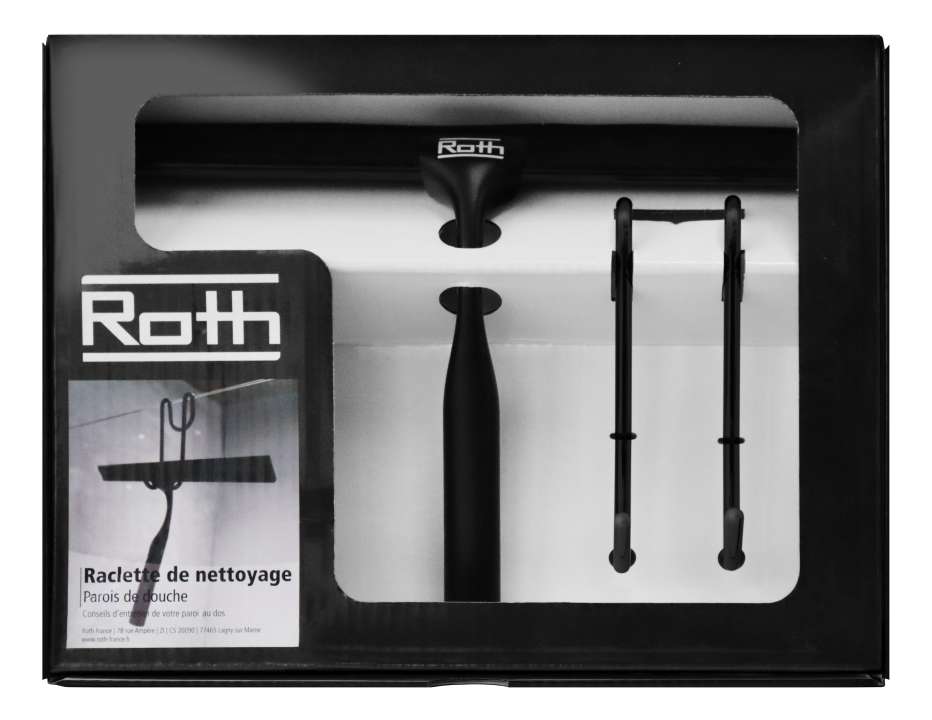 Photo Coffret entretien Roth comprenant Raclette + Support NOIR MAT