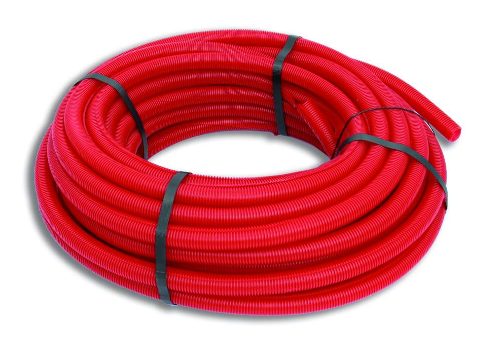 Photo Gaine annelé rouge - couronne 25m Øext=25mm Øint=19mm - Pour tube Ø14,16,17mm