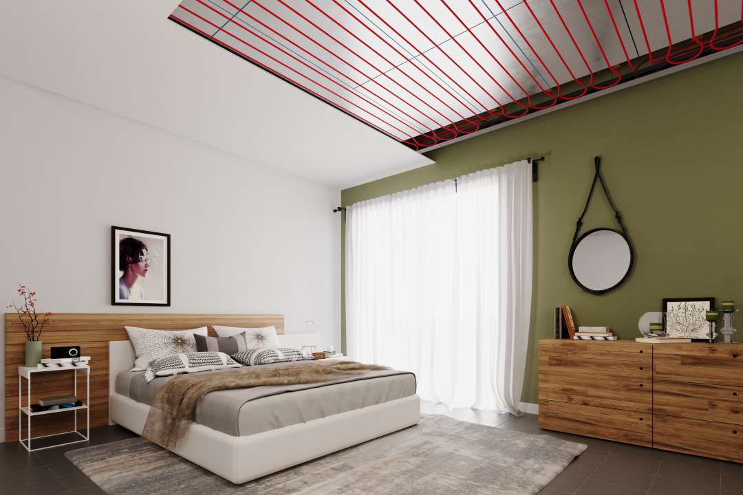 Photo Pack plafond réversible DECKEO : dalle XPS, tube, collecteur et accessoires