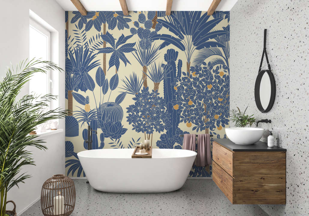 Photo Panneau mural VIPANEL OLYMPIA BLUE GARDEN VEL. 1000x2550MM 3MM