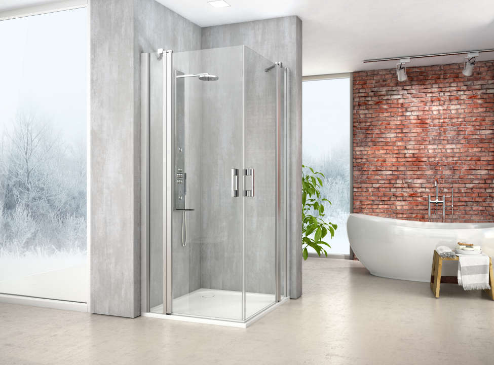 Photo Paroi de douche pivotante MELINA MIEPF L75 2M argent poli v.clair clean