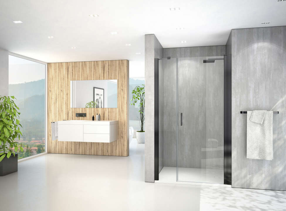 Photo Paroi de douche fixe MELINA MIFXO L50 1.98M noir v.clair clean