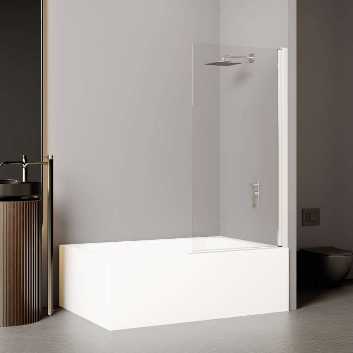 Photo Paroi de douche baignoire EQUI 2MS E2BAI L80 1.5M argent poli v.clair clean