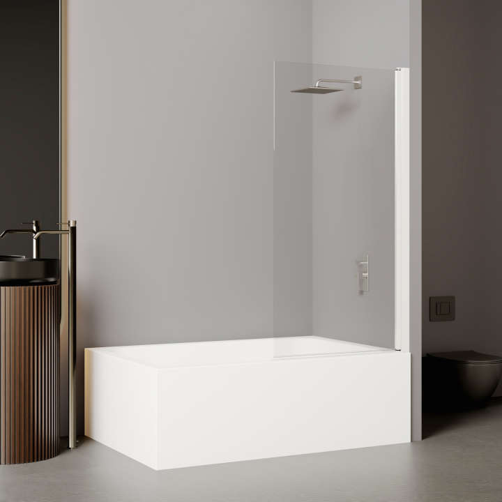 Photo Paroi de douche baignoire EQUI 2MS E2BAI L80 1.5M blanc v.clair clean