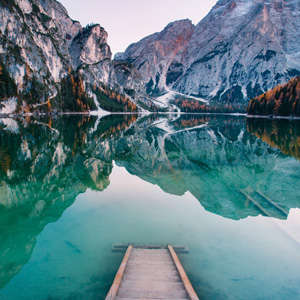 Photo Panneau mural VIPANEL INSPIRATION NATURE PONTON SUR LAC BRI. 1000x2550MM 3MM