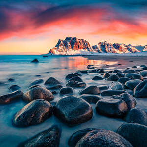 Photo Panneau mural douche NU VIPANEL INSPIRATION NATURE HAUK BEACH BRI. 1500x2550x3MM