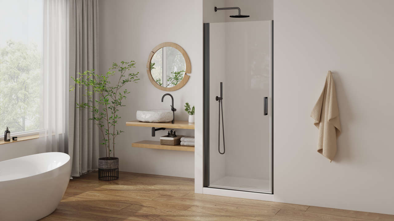 Photo Paroi de douche pivotante PASTEL PLPIV L90 2M canon de fusil v.clair clean