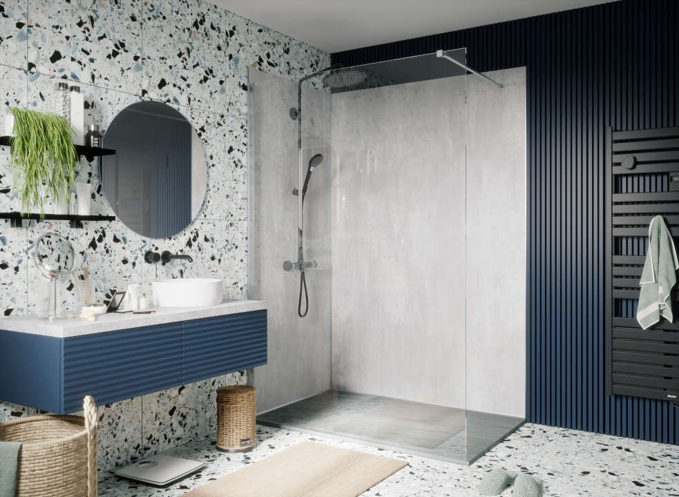 Photo Paroi de douche walk-in EQUI EITWF L50 2M argent poli v.clair clean