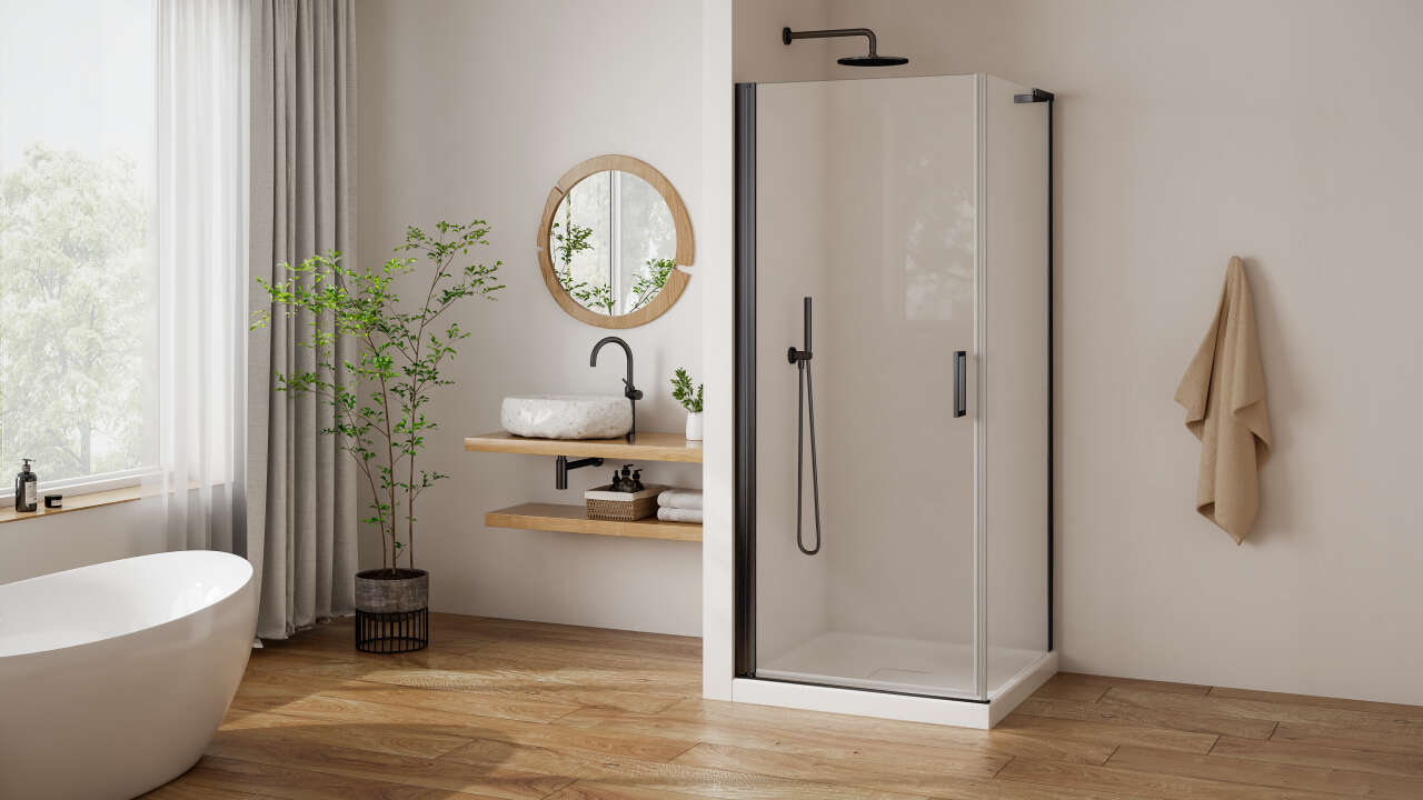 Photo Paroi de douche pivotante PASTEL PLPIV L80 2M canon de fusil v.clair clean