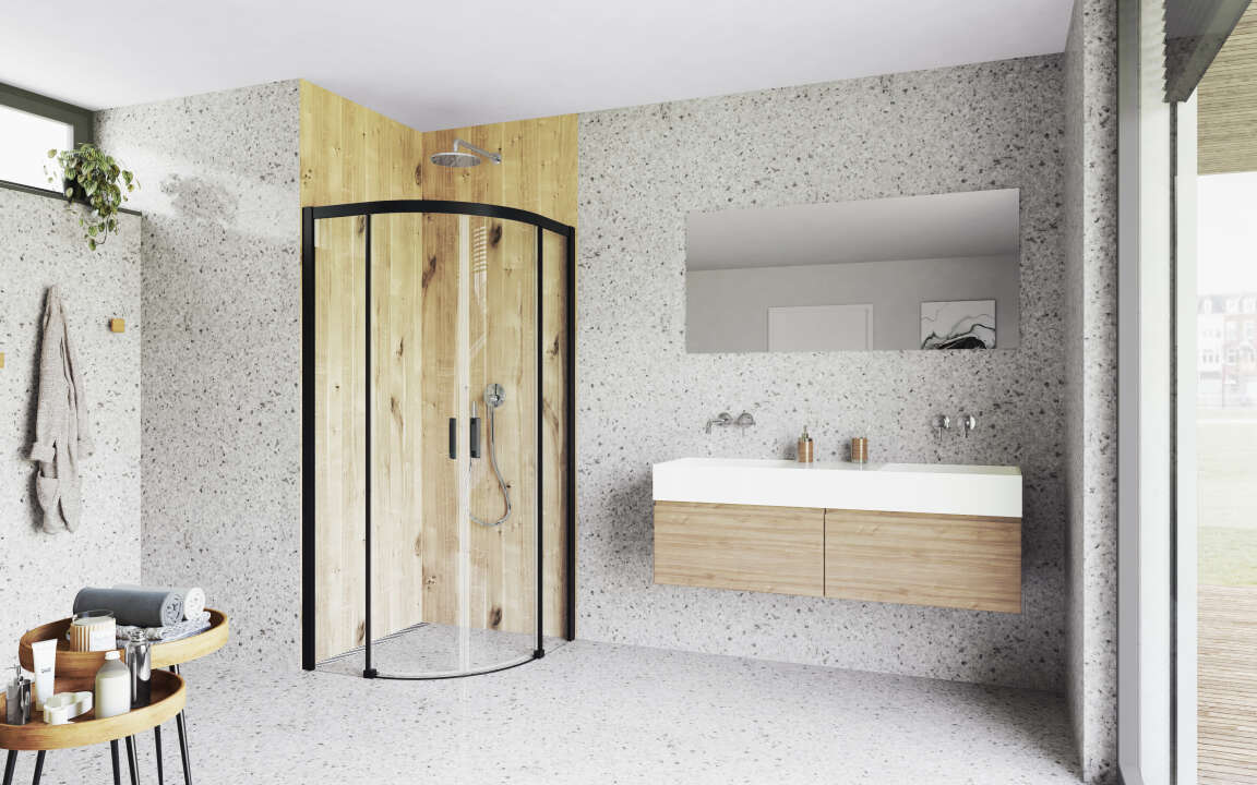 Photo Paroi de douche arrondie coulissante CARIBA CIR55