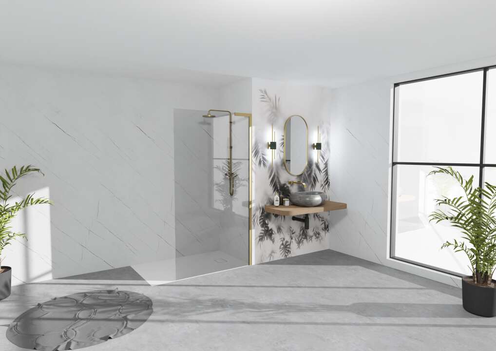 Photo Panneau mural douche NU VIPANEL MARBRE CLASSICO MAT 1000x2550x3MM