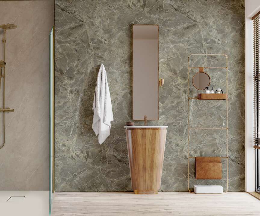 Photo Panneau mural douche VIPANEL PIERRE PETRA NATURA MAT 1500x2550x3MM