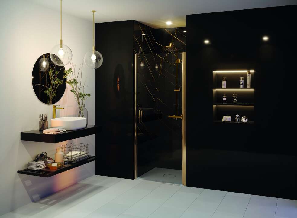 Photo Panneau mural douche NU VIPANEL CARISSIMA ECLAT DORE BRI. 1500x2550x3MM