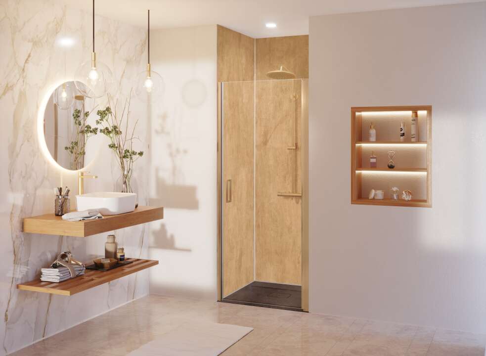 Photo Panneau mural douche VIPANEL VULCAIN GOLD MISTY MAT 1000x2550x3MM