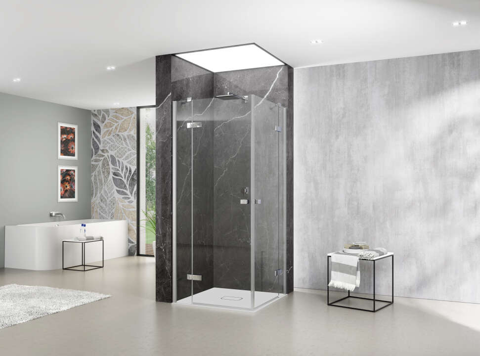 Photo Paroi de douche pivotante angle ALINA PROFILE APAFR