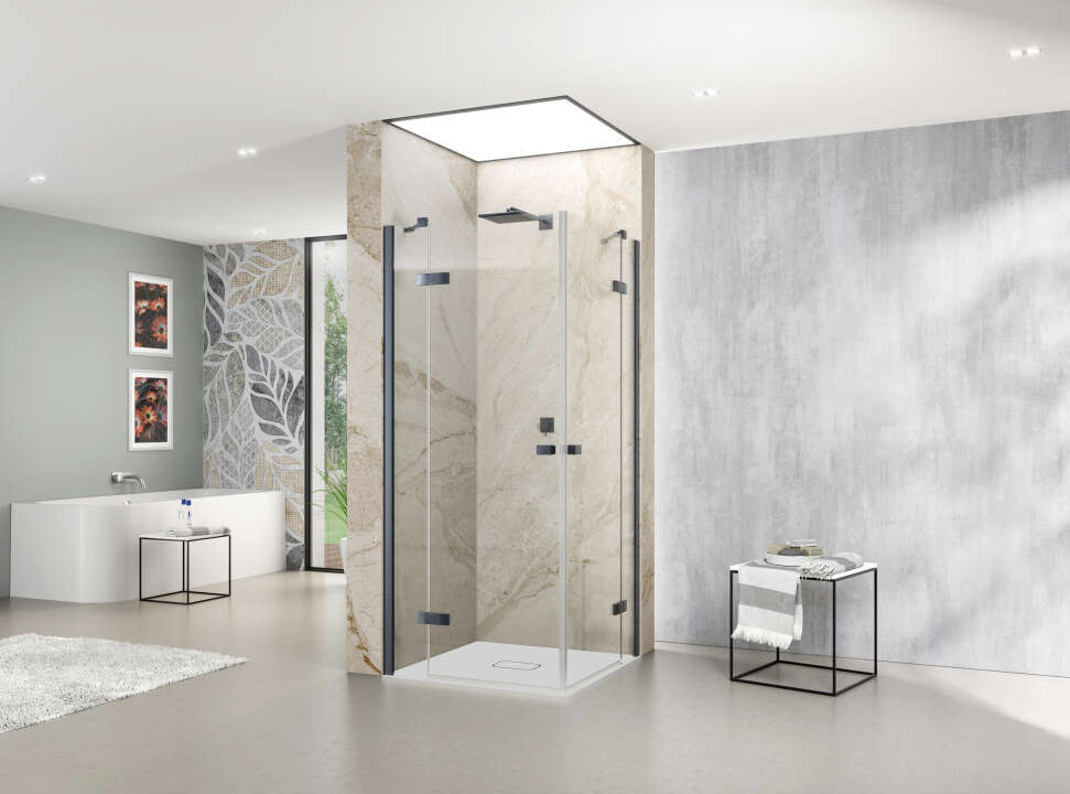 Photo Paroi de douche pivotante angle ALINA PROFILE APAFR