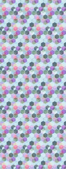 Photo Panneau mural douche VIPANEL MOTIF CUBE PASTEL VEL. 1000x2550x3MM