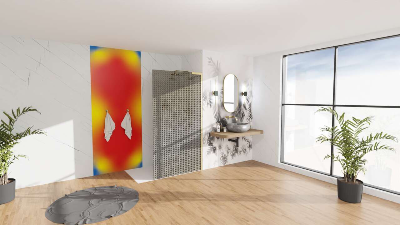 Photo Panneau mural chauffant douche E-Vipanel Mat perlé 1000x2550x4