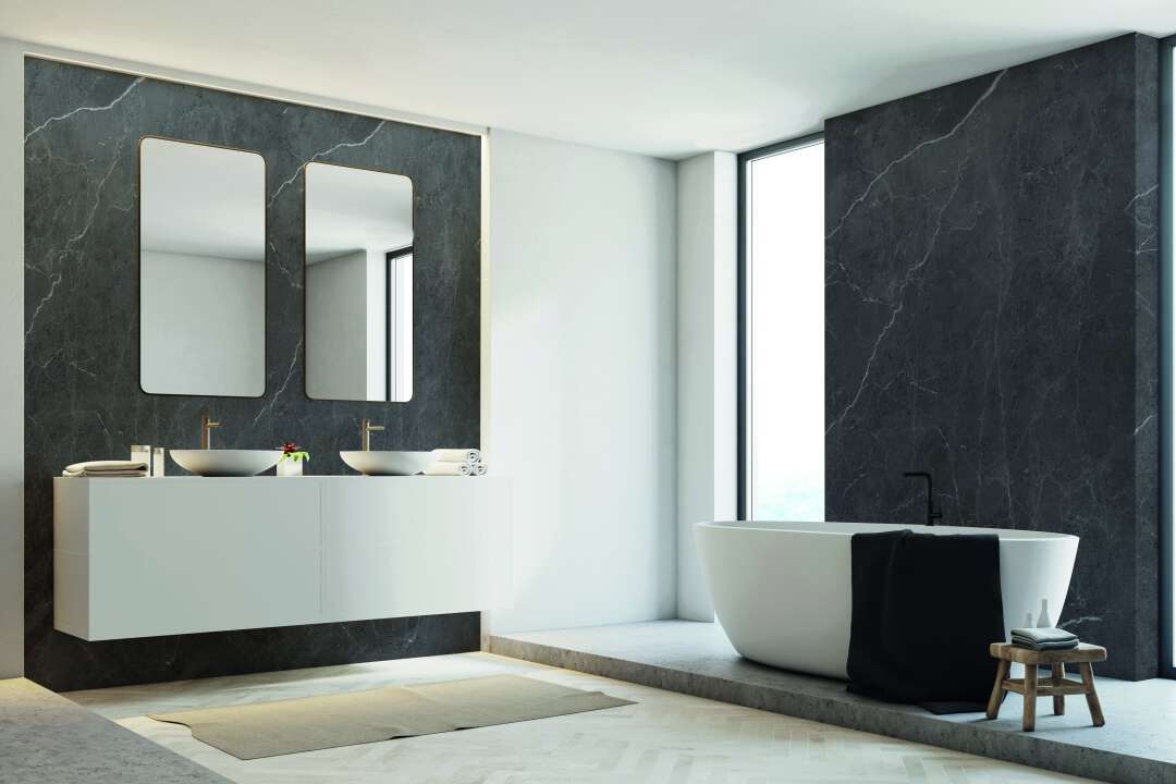 Photo Panneau mural douche VIPANEL ARAGON NOIR BRI. 1000x2550x3MM