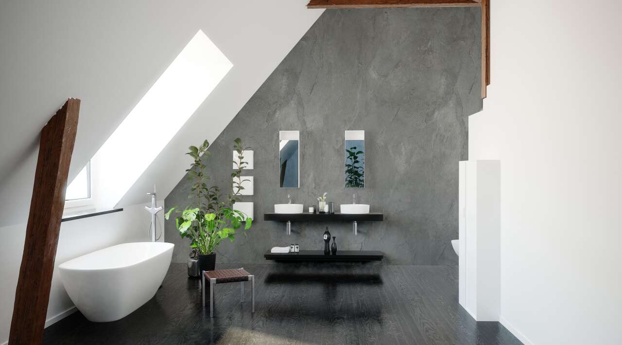 Photo Panneau mural douche VIPANEL BETON ANTHRACITE MAT 1500x2550x3MM