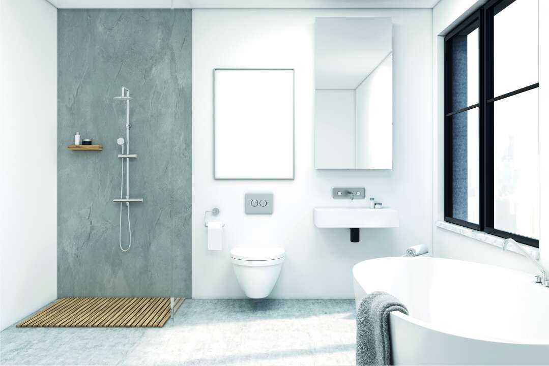 Photo Panneau mural douche VIPANEL BETON ANTHRACITE MAT 1500x2550x3MM