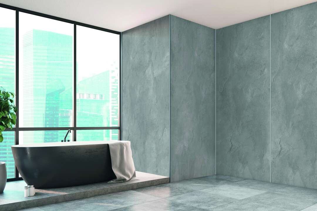 Photo Panneau mural douche VIPANEL BETON ANTHRACITE MAT 1500x2550x3MM