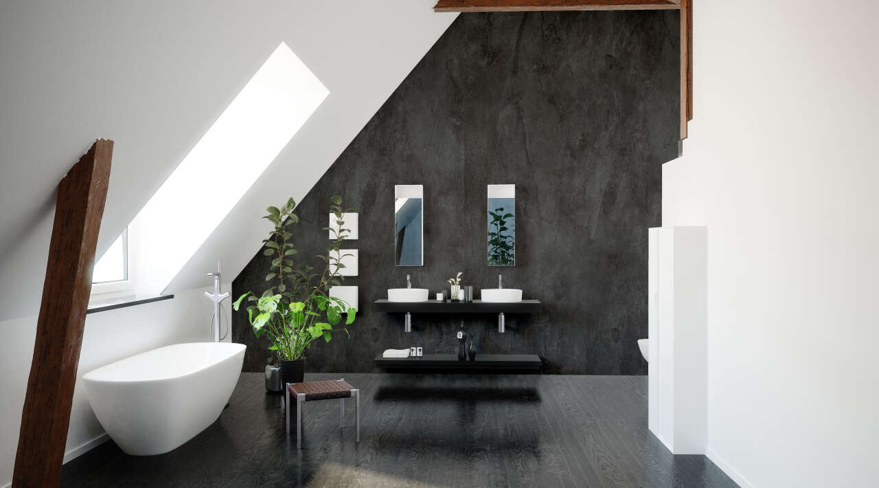 Photo Panneau mural douche VIPANEL BETON NOIR MAT 1000x2550x3MM