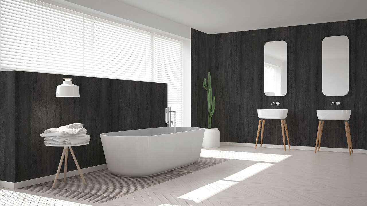 Photo Panneau mural douche PREPANEL VIPANEL BETON NOIR MAT 1200x 2100x3MM