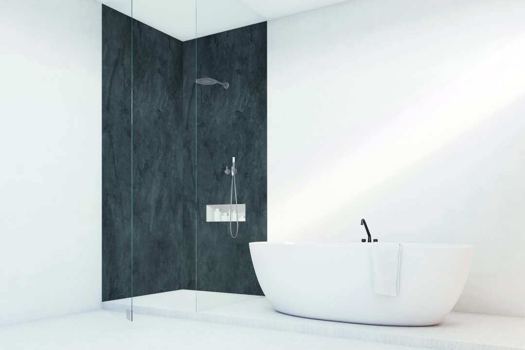 Photo Panneau mural douche PREPANEL VIPANEL BETON NOIR MAT 1200x 2100x3MM