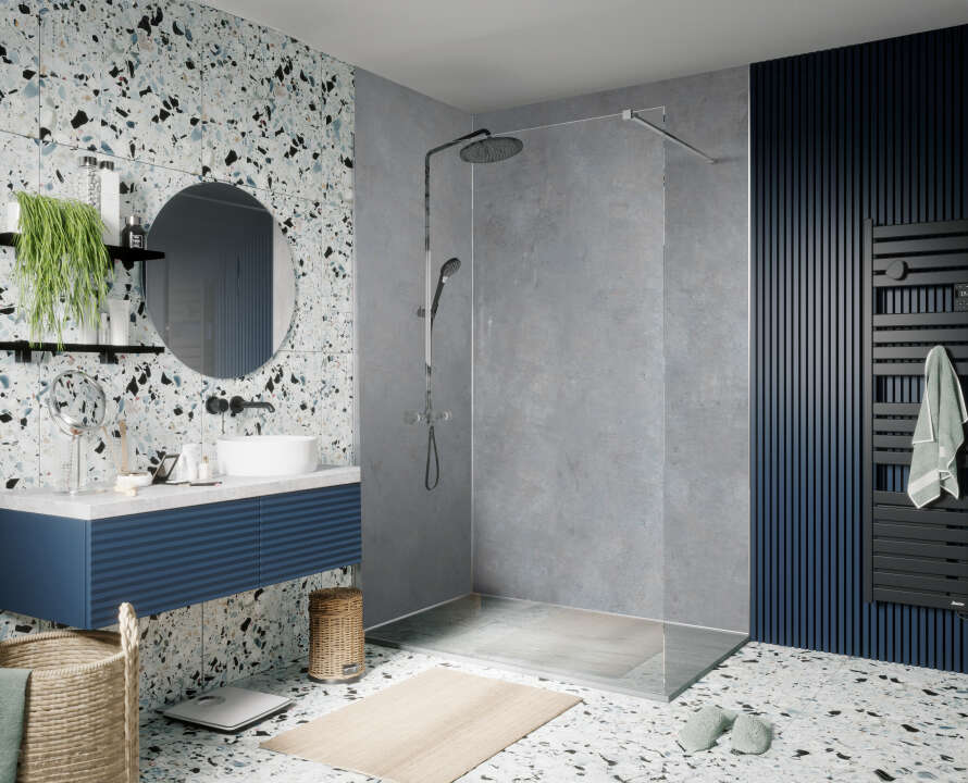 Photo Panneau mural douche VIPANEL BETON BÉTON PATINÉ MAT 1500x2550x3MM