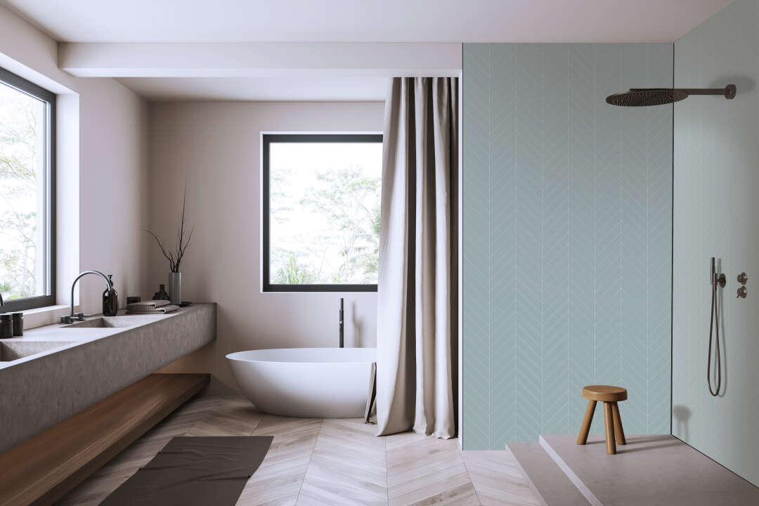 Photo Panneau mural douche VIPANEL CARISSIMA CHEVR MENTH BRI. 1500x2550x3MM