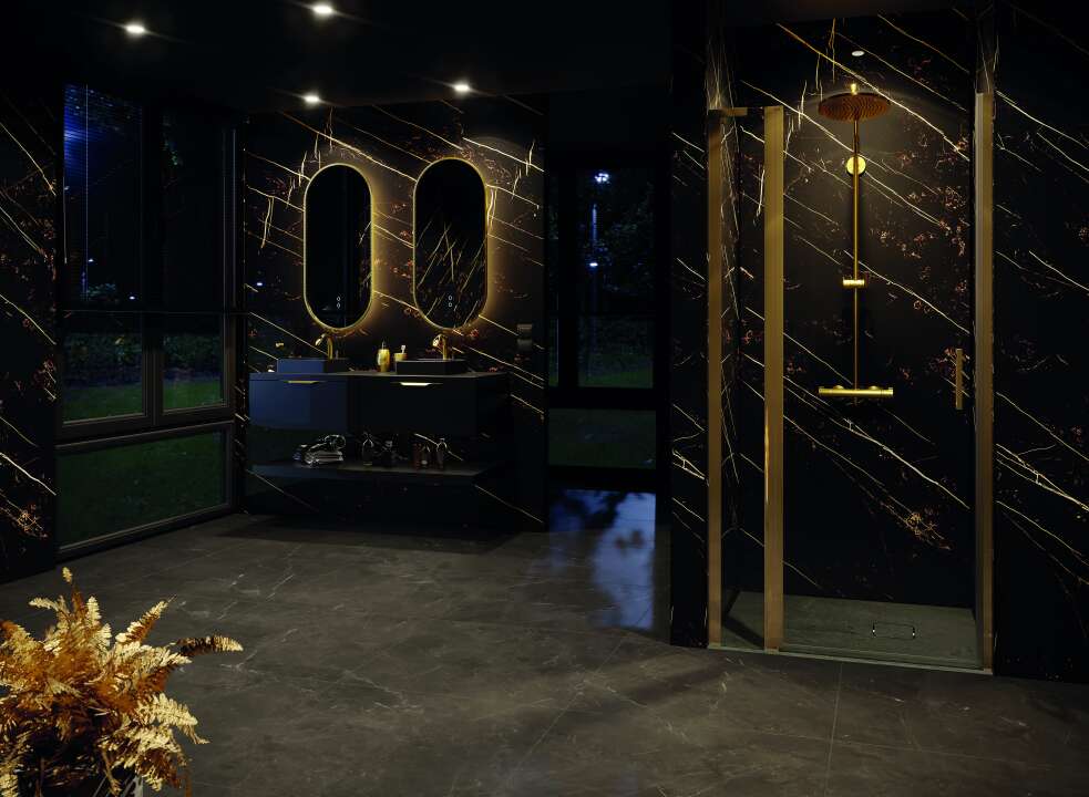 Photo Panneau mural douche NU VIPANEL CARISSIMA ECLAT DORE BRI. 1500x2550x3MM