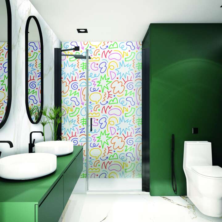 Photo Panneau mural douche VIPANEL KIDS HAPPY BRAINSTORM MAT 1000x2550x3MM