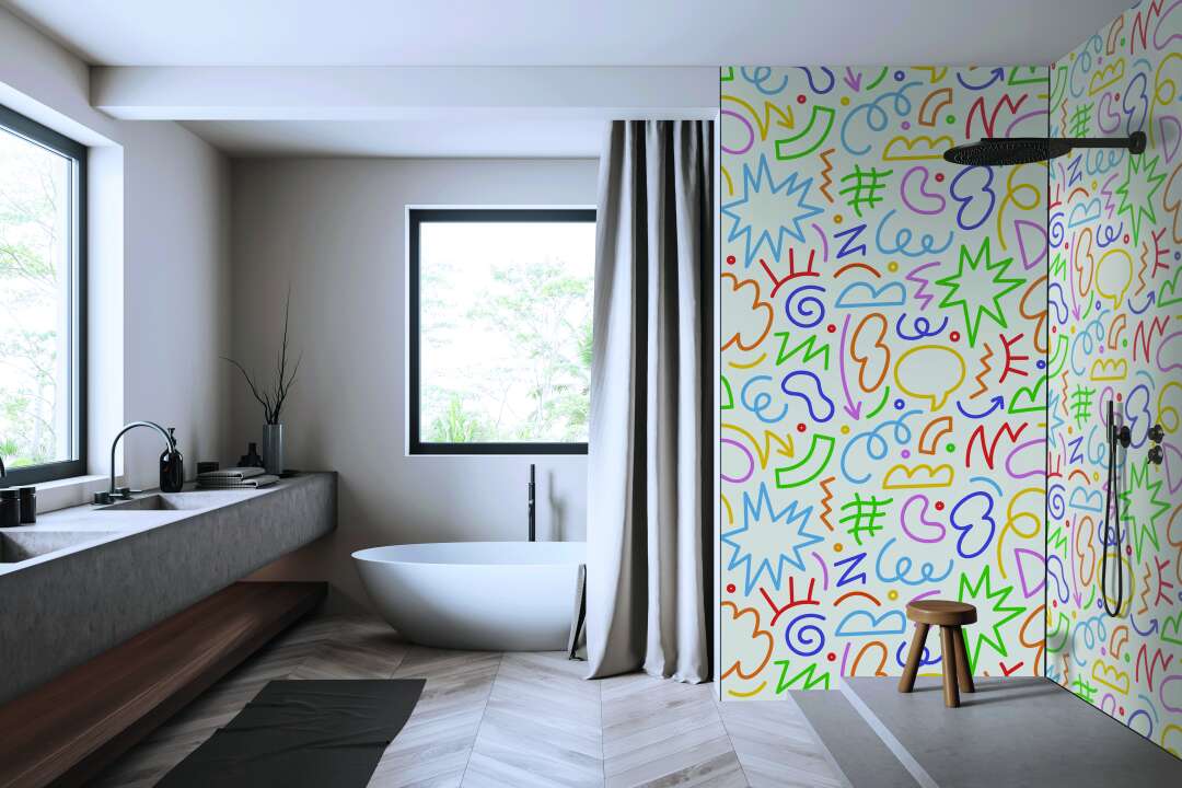 Photo Panneau mural douche VIPANEL KIDS HAPPY BRAINSTORM MAT 1000x2550x3MM