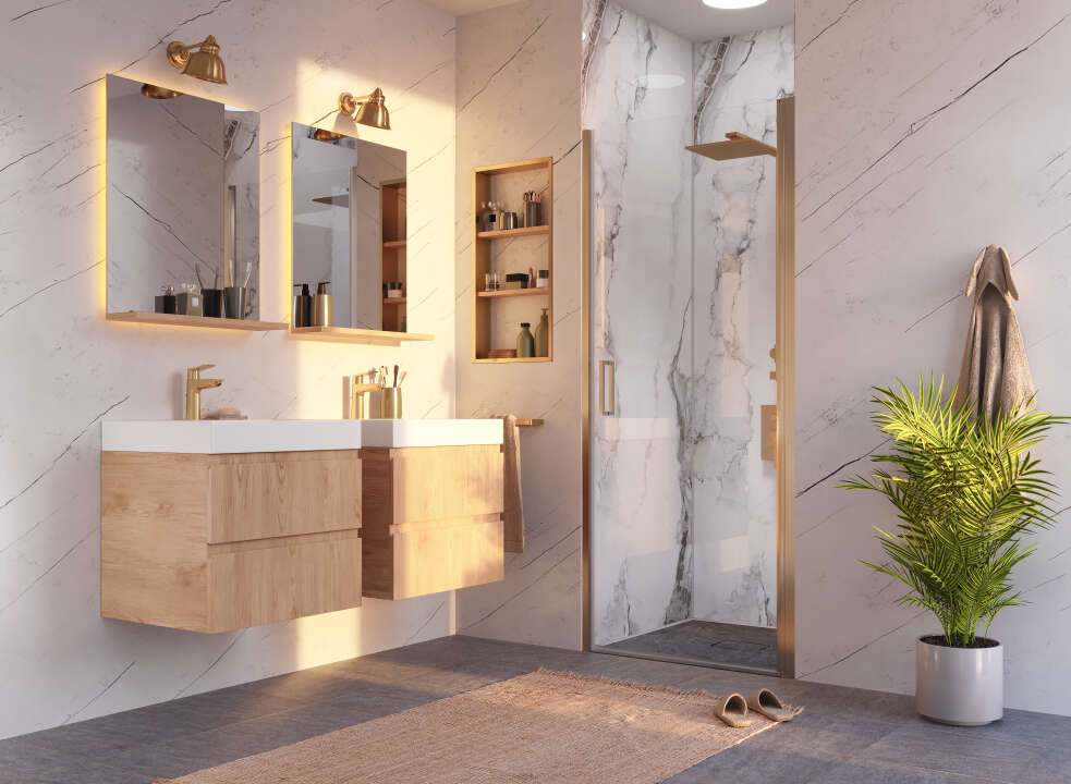 Photo Panneau mural douche VIPANEL MARBRE CLASSICO MAT 1000x2100x3MM