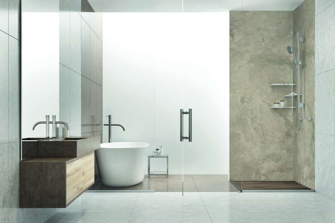 Photo Panneau mural douche VIPANEL MARBRE BEIGE MAT 1500x2550x3MM