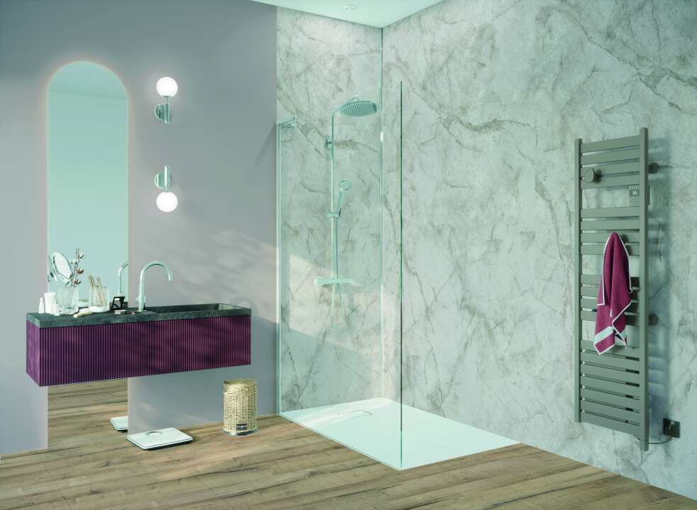 Photo Panneau mural douche VIPANEL MARBRE MARBRE ÉVANESCENT MAT 1500x2550x3MM