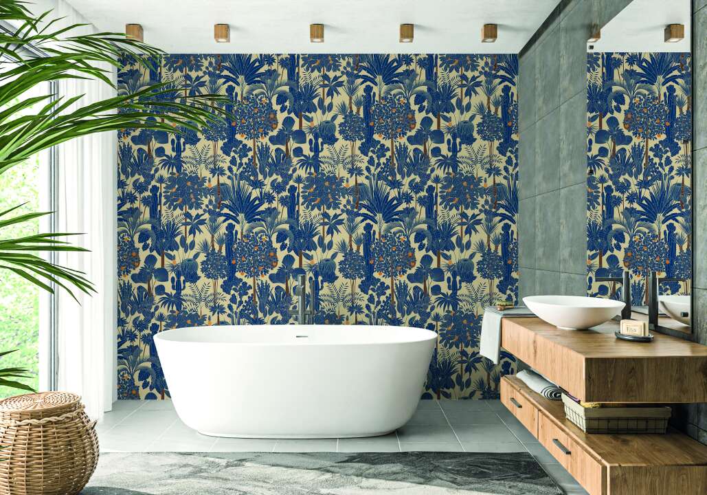Photo Panneau mural douche VIPANEL OLYMPIA BLUE GARDEN VEL. 1000x2550x3MM