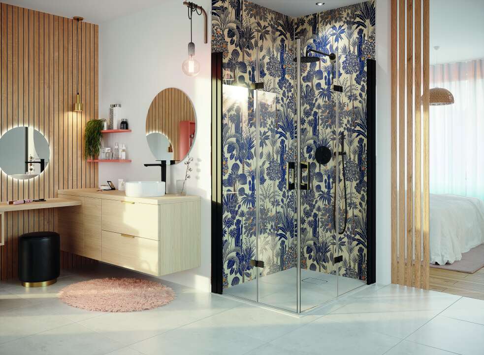 Photo Panneau mural douche NU VIPANEL OLYMPIA BLUE GARDEN VEL. 1500x2550x3MM