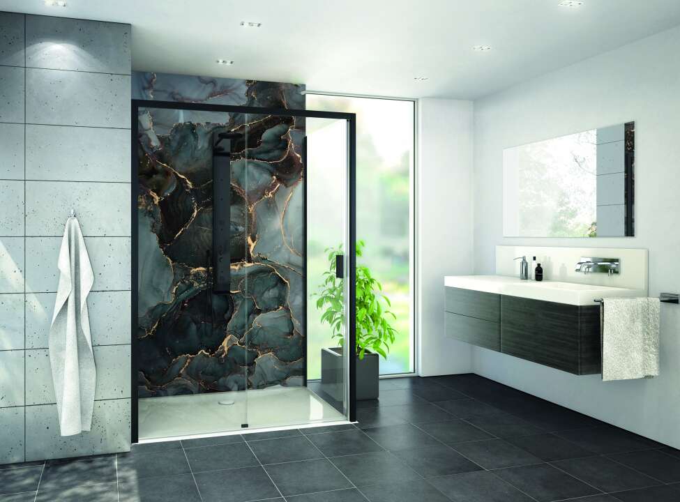 Photo Panneau mural douche VIPANEL OLYMPIA QUARTZ GRIS BRI. 1500x2550x3MM