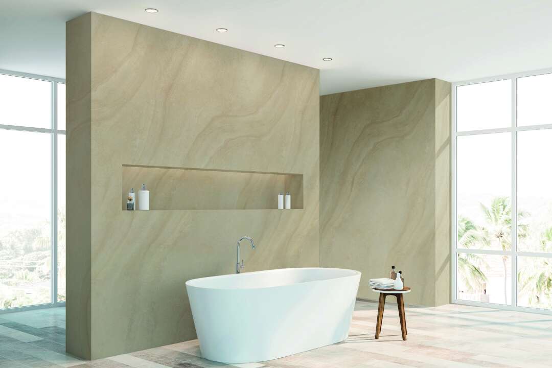 Photo Panneau mural douche NU VIPANEL PIERRE BEIGE MAT 1000x2550x3MM