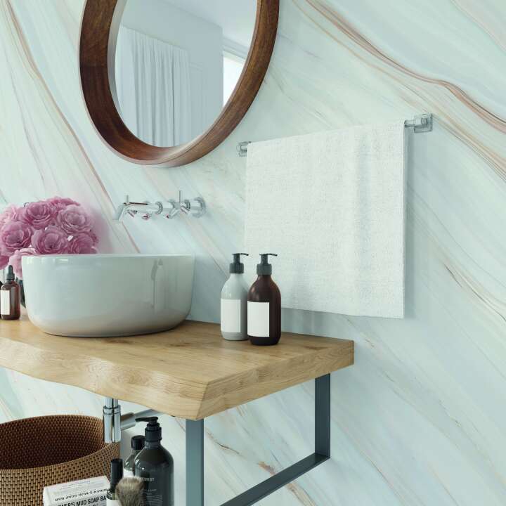 Photo Panneau mural douche VIPANEL PIERRE MARBRE NATUREL DIAGONAL MAT 1000x2550x3MM