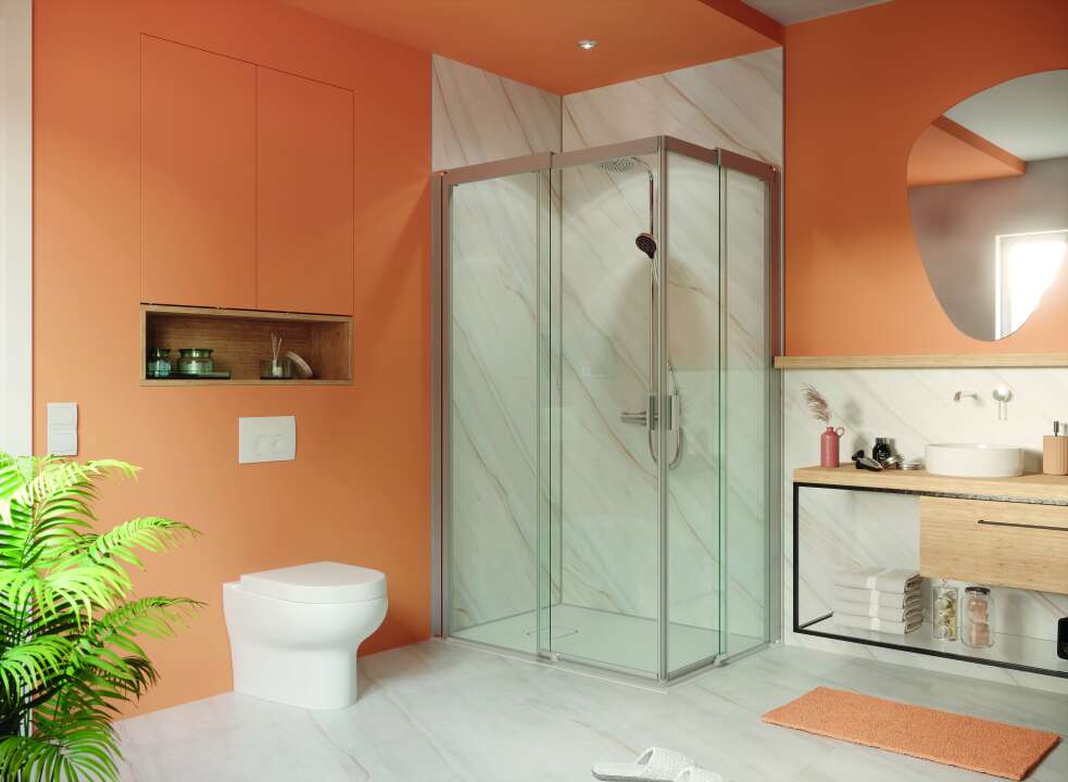 Photo Panneau mural douche VIPANEL PIERRE MARBRE NATUREL DIAGONAL MAT 1000x2550x3MM