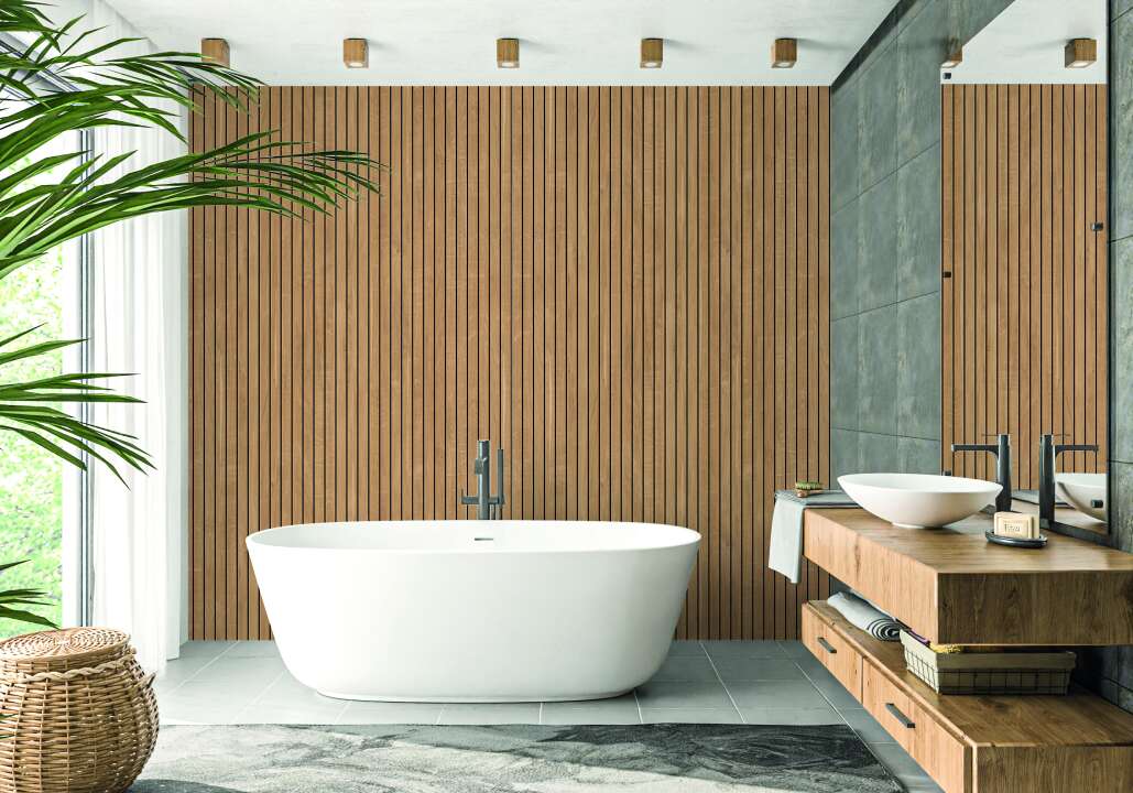 Photo Panneau mural douche NU VIPANEL BOIS ZENWOOD MAT 1500x2550x3MM