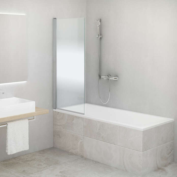 Photo Paroi de douche de baignoire pivotante CARIBA CIBAE L75 H1.5M argent v.serig ETC