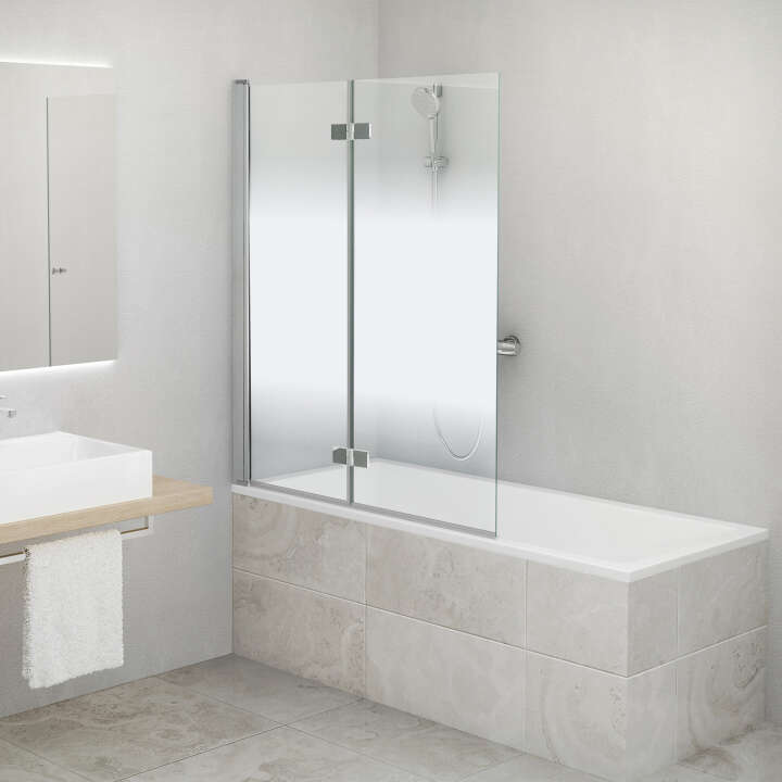 Photo Paroi de douche de baignoire repliable CARIBA CI2PL L100 H1.5M argent v.serig ETC