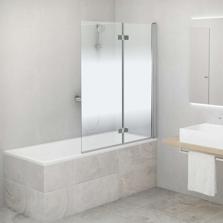 Photo Paroi de douche de baignoire repliable CARIBA CI2PR L100 H1.5M argent v.serig ETC