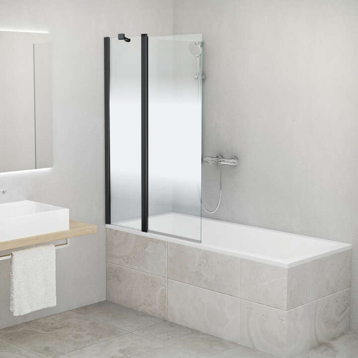 Photo Paroi de douche de baignoire pivotante CARIBA CIBAF L110 H1.5M noir v.serig ETC